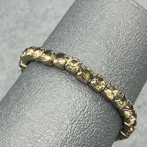 Gray Rhinestone Tennis Bracelet Silver Stretch Smoky Gray Bling Glam Retro BoHo